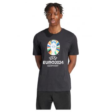 Tricou barbatesc adidas Euro24 - negru - bumbac - croi standard