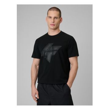 Tricou barbatesti  negru - regular - imprimeu - bumbac