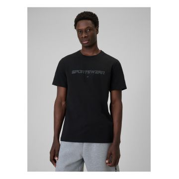 Tricou barbati  negru regular cu imprimeu - confortabil - bumbac