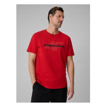 Tricou barbati  rosu - regular - imprimeu - bumbac