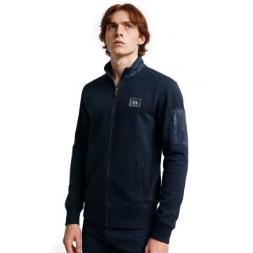 Bluza de trening cu buzunare si aplicatie logo - Bleumarin