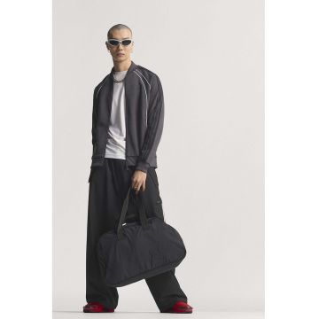 Bluza de trening cu fermoar si guler baseball - Gri inchis