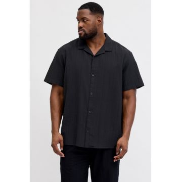 Camasa din amestec de bumbac organic cu maneci scurte - Negru