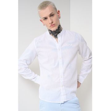 Camasa din amestecde in cu guler Mao Phoenix - Alb optic