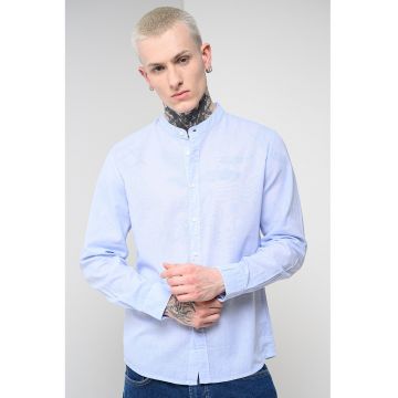 Camasa din amestecde in cu guler Mao Phoenix - Albastru pastel