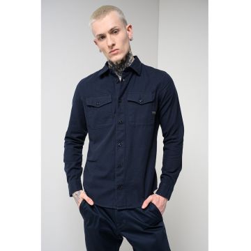 Camasa slim fit Marine - Alb/Albastru ultramarin