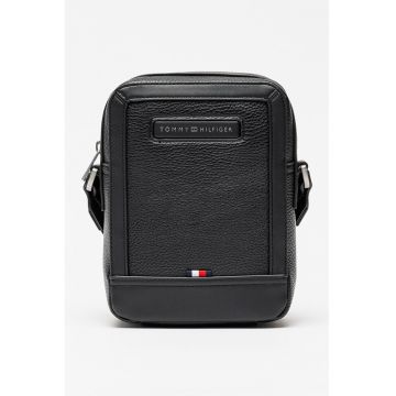 Geanta crossbody de piele ecologica cu logo Central - Negru