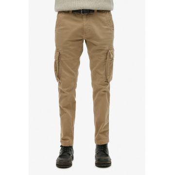 Pantaloni cargo cu model uni - Maro camel
