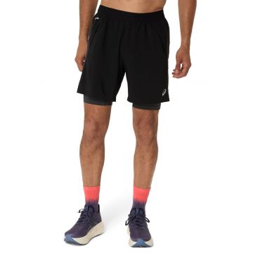 Pantaloni scurti cu design 2-in-1 - pentru alergare Road - Negru