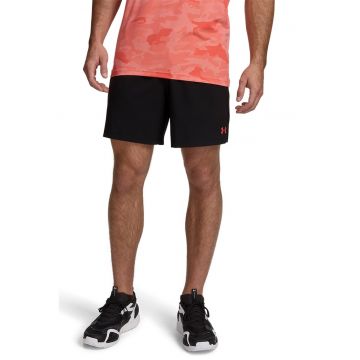 Pantaloni scurti cu talie elastica - Negru/Coral