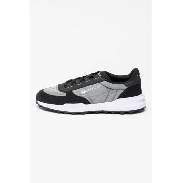 Pantofi sport low-cut cu segmente de piele intoarsa Elite - Negru/Gri inchis