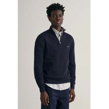 Pulover cu fenta scurta cu fermoar - Bleumarin