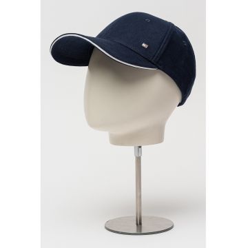 Sapca din bumbac cu detaliu logo - Albastru/Bleumarin