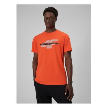 Tricou barbati  portocaliu din bumbac - regular - cu imprimeu