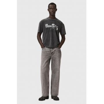 Tricou cu maneci cazute si aspect decolorat - Alb/Gri inchis