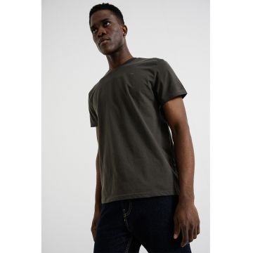 Tricou de bumbac organic cu decolteu in V Base - Verde feriga