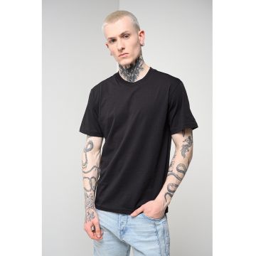 Tricou de bumbac organic cu imprimeu pe spate - Negru