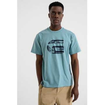 Tricou de bumbac organic cu logo - Albastru petrol