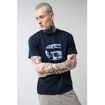 Tricou de bumbac organic cu logo - Bleumarin