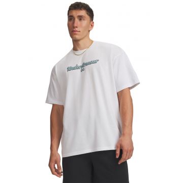 Tricou din amestec de bumbac cu logo - Albastru pastel/Alb optic