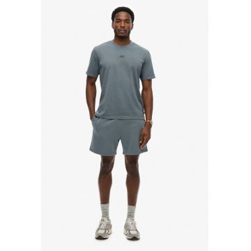 Tricou din bumbac cu decolteu la baza gatului - Albastru prafuit