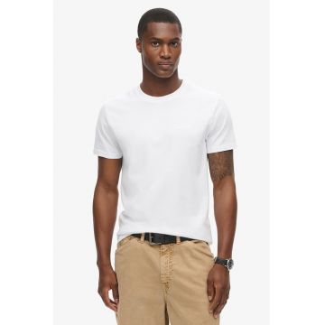 Tricou din bumbac cu decolteu la baza gatului so logo brodat - Alb optic