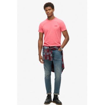 Tricou din bumbac cu decolteu la baza gatului so logo brodat - Roz melange