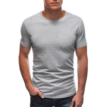 Tricou din bumbac cu model uni - Gri deschis melange