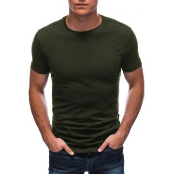 Tricou din bumbac cu model uni - Verde inchis