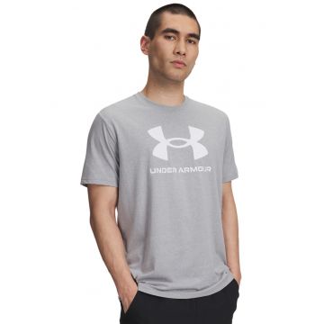 Tricou lejer cu imprimeu logo - Alb/Gri melange