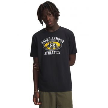 Tricou lejer cu imprimeu pe piept Globe - Negru/Galben sofran/Alb optic