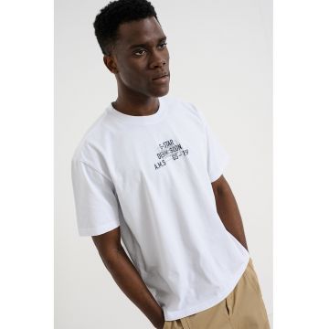 Tricou lejer din bumbac organic - Negru stins/Alb optic