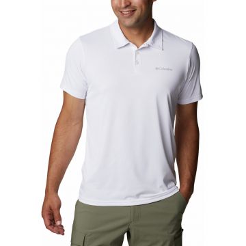 Tricou polo pentru trekking si drumetii - Alb optic