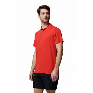 Tricou polo pentru trekking Tech Trail - Portocaliu mandarina