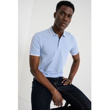 Tricou polo slim fit Dunda - Albastru pastel/Alb optic