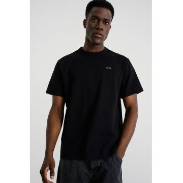 Tricou regular fit cu decolteu la baza gatului - Negru