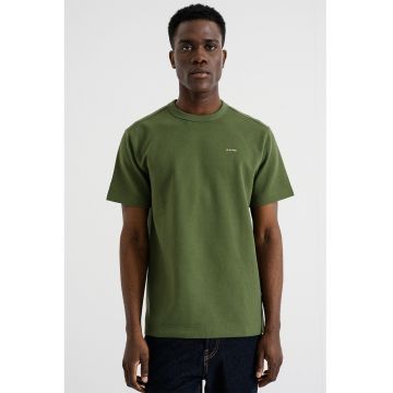 Tricou regular fit cu decolteu la baza gatului - Verde masliniu