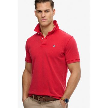 Tricou regular fit cu guler polo - Coral