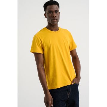 Tricou regular fit din bumbac organic Base- - Galben sofran