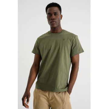 Tricou regular fit din bumbac organic Base-S - Verde pal