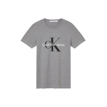 Tricou slim-fit cu imprimeu logo - Negru/Gri melange