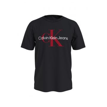 Tricou slim-fit cu imprimeu logo - Rosu/Negru