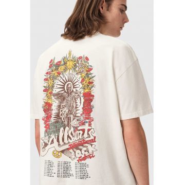 Tricou supradimensionat cu imprimeu - Rosu vermillion/Bej deschis