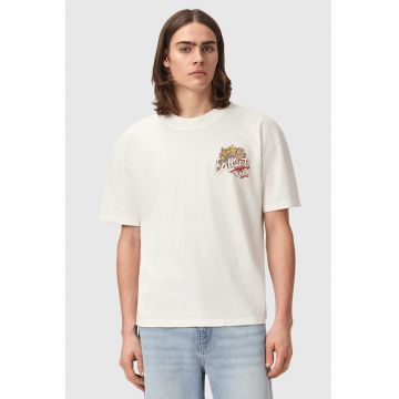 Tricou supradimensionat cu imprimeu - Rosu vermillion/Bej deschis