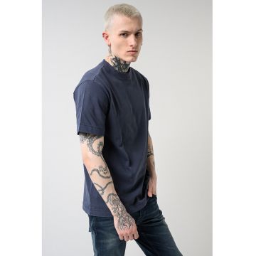 Tricou uni de bumbac organic - Albastru indigo