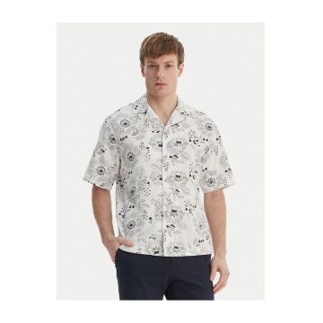 Camasa barbati -  alb - 40% poliester - 22% viscoza - 21% in - 17% bumbac