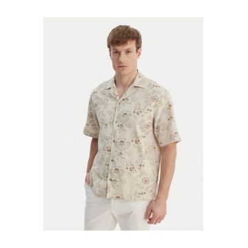 Camasa barbati -  bej - 40% poliester - 22% viscoza - 21% in - 17% bumbac