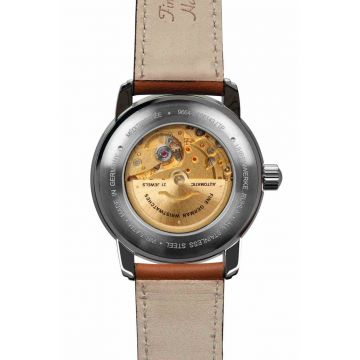 Ceas automat Zeppelin Mediterranee 96645 - 40mm - bezel bej-sampanie - curea piele - 5 ATM