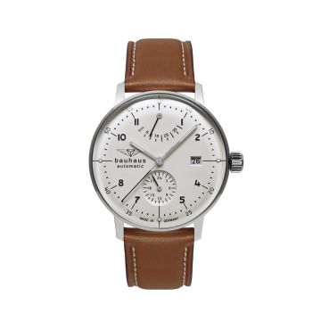Ceas barbatesc  Bauhaus 20661 - 41mm - alb - cu curea din piele 20mm