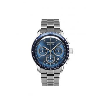 Ceas barbatesc  Zeppelin New York 8878MB3 - 42mm - bratara din otel - cadran granat - cronograf - rezistent la apa 5ATM